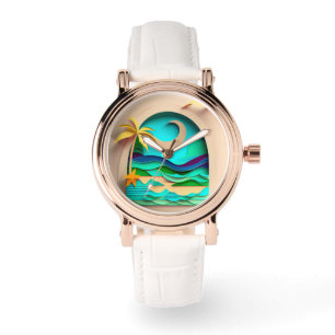 Montre Plage tropicale de Papercraft 3D