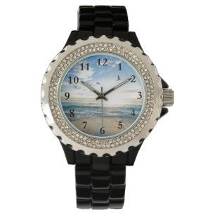 Montre Plage tropicale des Caraïbes paisible et oiseaux