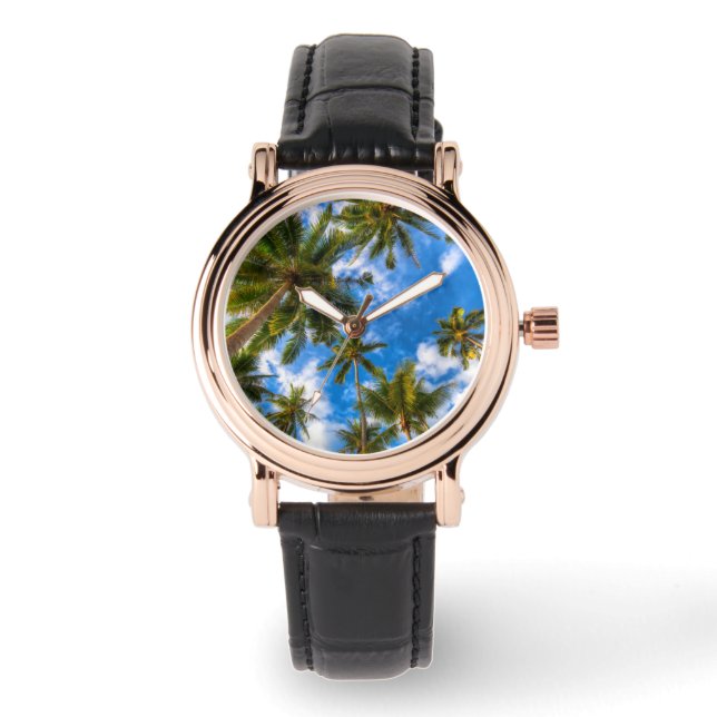 Montre Plages tropicales | Palmiers sur le ciel bleu (Recto)