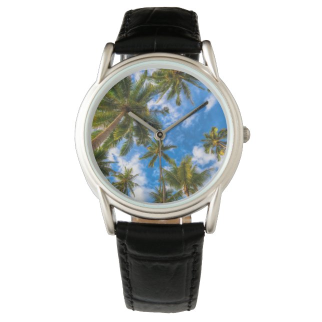 Montre Plages tropicales | Palmiers sur le ciel bleu (devant)