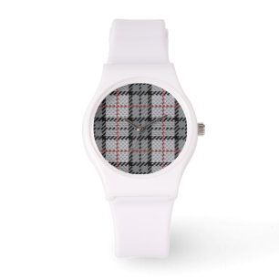 Montre Plaid de pixel dans le gris avec la rayure rouge
