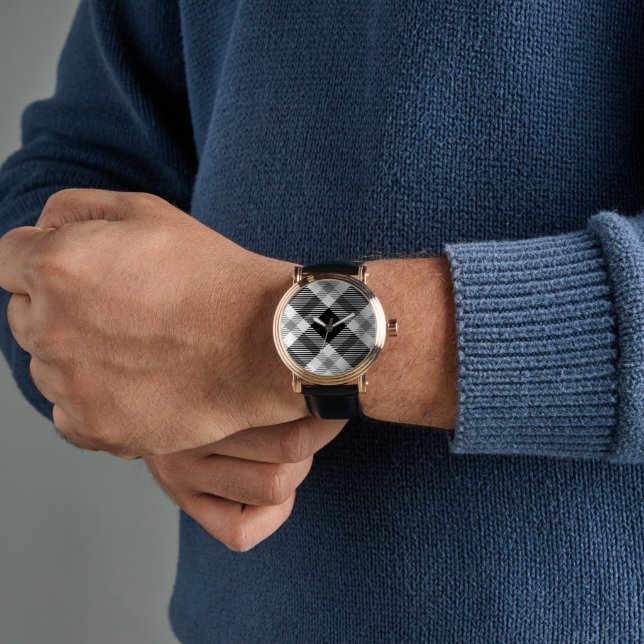 Montre plaid noir et blanc (Poignet)
