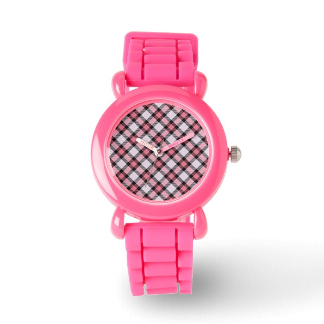 Montre plaid rose et noir (Recto)