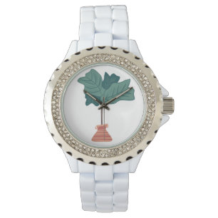 Montre Plante d'intérieur feuille d'arbre à violon dessin