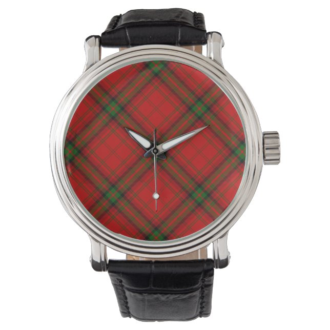 Montre Plaque rouge vert tartan MacDougall (devant)