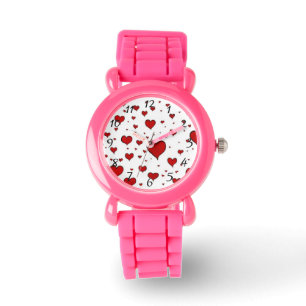 Montre Pluie des coeurs rouges