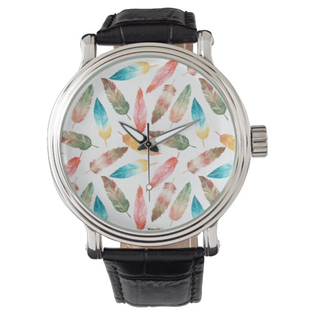 Montre Plumes de couleur (devant)
