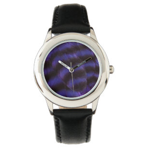 Montre Plumes violettes et noires