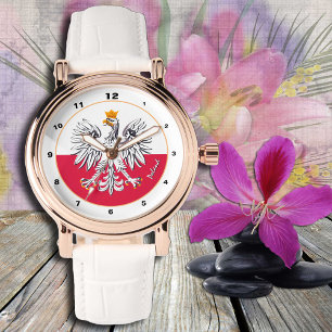 Montre Poche Drapeau Polonais, Design Aigle, Mode Pologne