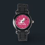 Montre poignet personnalisable pour amoureux de le<br><div class="desc">Montre-poignet personnalisable pour amoureux de les chats. Montres à poignet personnalisables pour femmes. Idée cadeau d'anniversaire mignonne pour maman,  tante,  grand-mère,  etc. Silhouette de design chaton.</div>