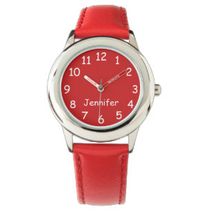 Montre Poignet rouge et blanc, nom, visage rouge et brace