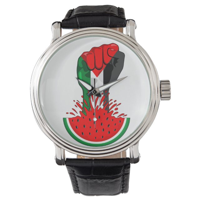 Montre Poing de résistance palestinienne sur le symbole d (devant)