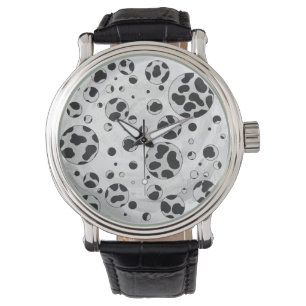 Montre Point de polka dalmatien noir et blanc