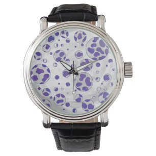 Montre Point de polka pourpre et blanc dalmatien