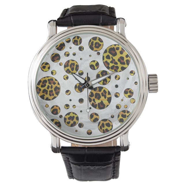 Montre Pointe Leopard Brown et Jaune (devant)