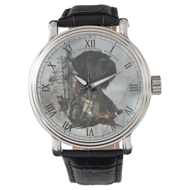 Montre Pointeur À poils durs allemand (devant)