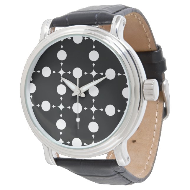 Montre Points blancs, motif à pois, points, pointillé (Incliné)