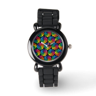 Montre Points de couleur Cercle Motif + votre arrière - p