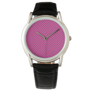 Montre Points violets et noirs roses