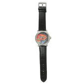 Montre pois Abstraits de pavot à fleurs rouges (Plat)