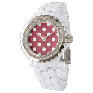 Montre Pois blancs sur Crimson Red