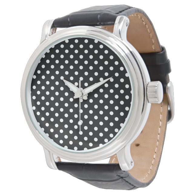 Montre Pois noir et blanc (Incliné)