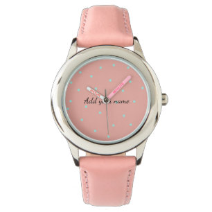 Montre Pois orange bleu abstrait ajouter un nom au texte