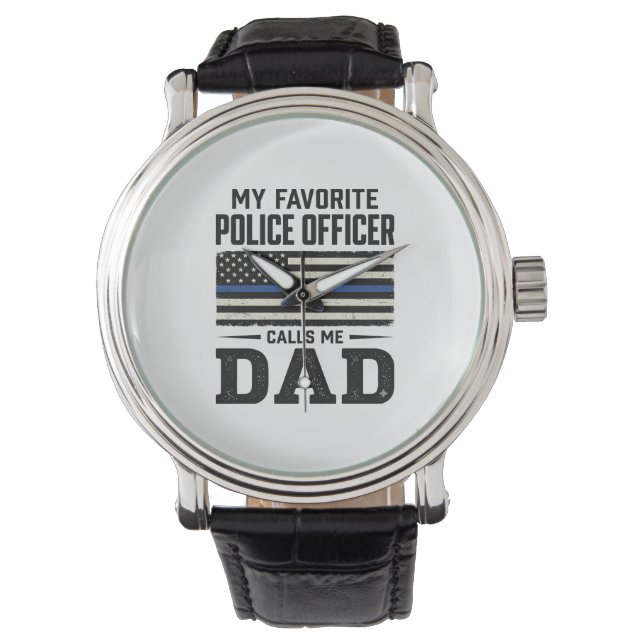 Montre Police Officer Dad Vintage Flag Shirt Design_1 (devant)