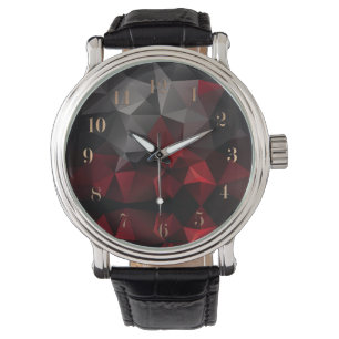 Montre Polygonal, noir et rouge