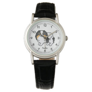 Montre Pomeranian Tricolore Blanc Chien de Dessin Animé M