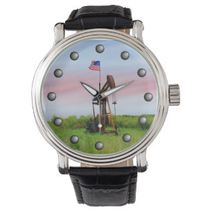 Montre Pompe à huile avec le drapeau américain