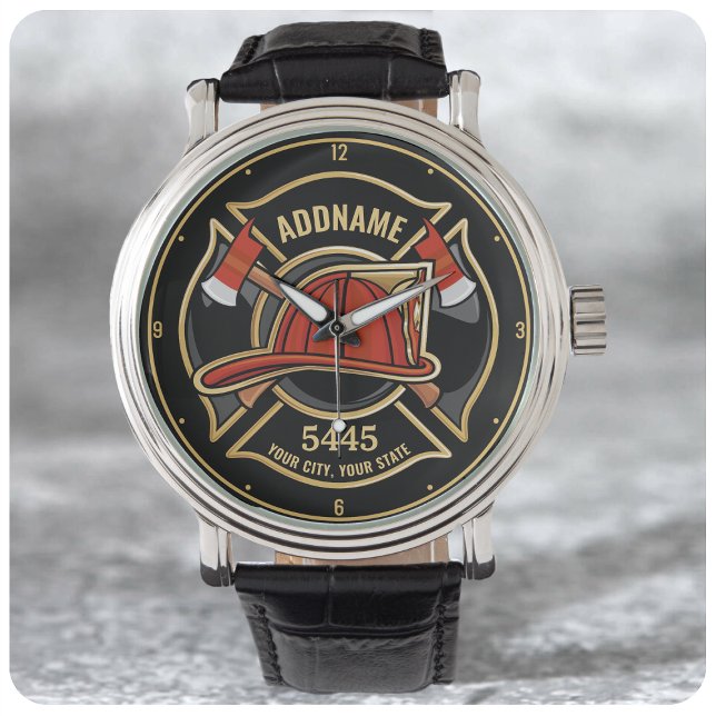 Montre Pompier AJOUTER LE NOM Insigne du service de pompi (Créateur téléchargé)