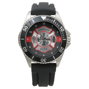 Montre Pompier Nom personnalisé Croix maltaise