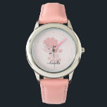 Montre Poodle français rose personnalisé<br><div class="desc">Cette adorable montre présente un chiot de caniche rose sucré et peut être personnalisée avec le nom de votre petite fille,  monogramme,  ou tout texte de votre choix pour un cadeau sucré personnalisé.</div>