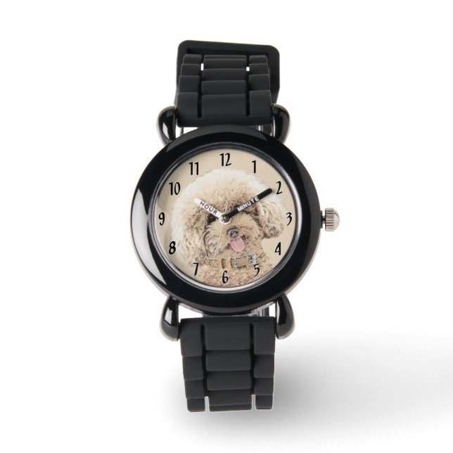 Montre Poodle Miniature Toy Apricot Crème Chien Brown Art (Recto)