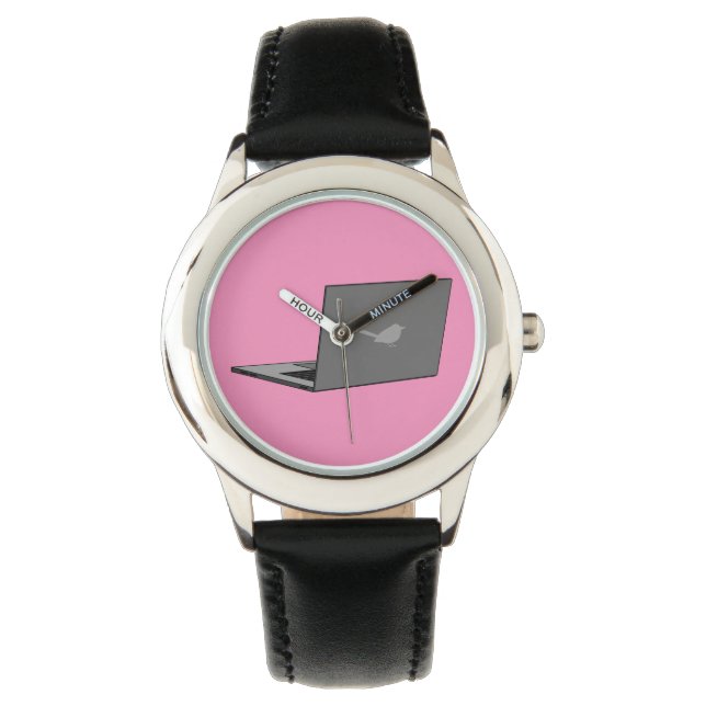 Montre Portable gris avec logo d'oiseau (devant)