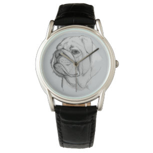 Montre Portrait de bouledogue tiré par la main