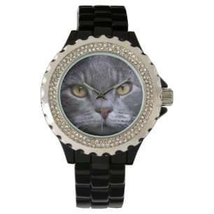 Montre Portrait de chat gris