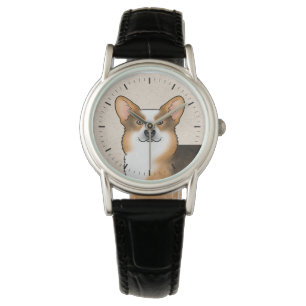 Montre Portrait de chien Pembroke Welsh Corgi roux tri co