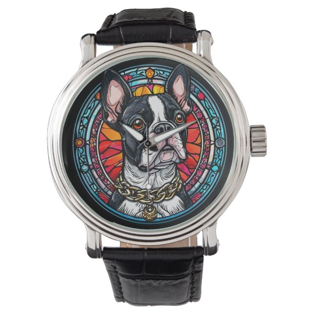 Montre Portrait de chien pour amoureux de chiens élégants (devant)