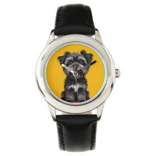 Montre Portrait de chiot terrier noir et gris joueur