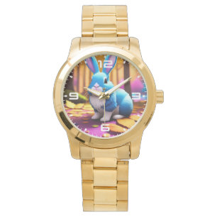 Montre Portrait de lapin bleu assis