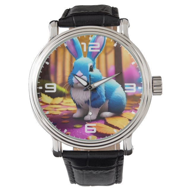 Montre Portrait de lapin bleu assis (devant)