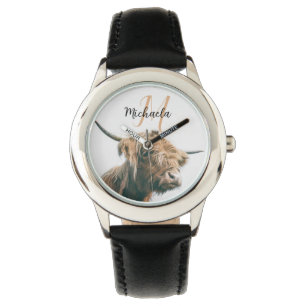Montre Portrait de vache Highland nom personnalisé monogr
