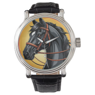 Montre Portrait élégant de cheval noir