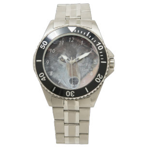 Montre portrait faunique de loup gris