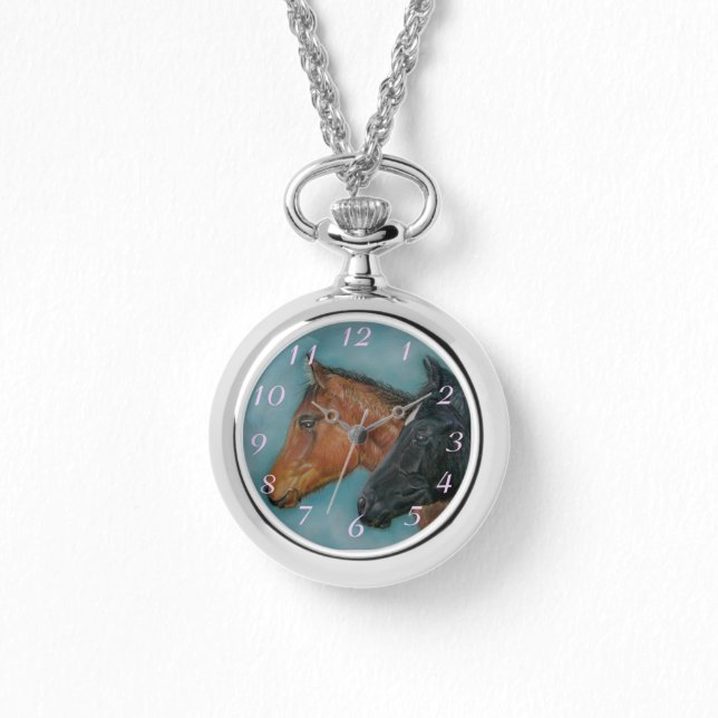 Montre portraits de poulain de châtaignier de chatons noi (Recto)