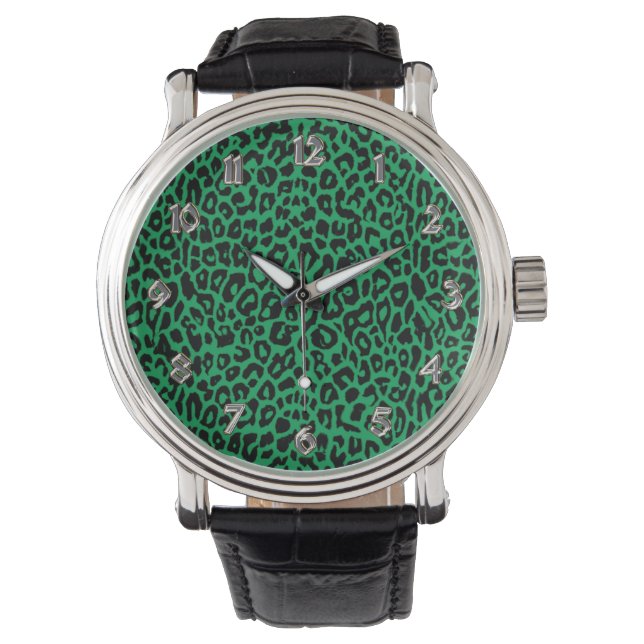 Montre Poster de animal Emerald Green Leoopard (devant)