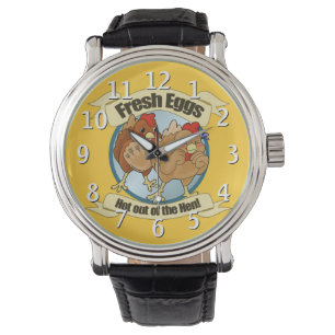 Montre Poulets drôles et logo frais d'oeufs