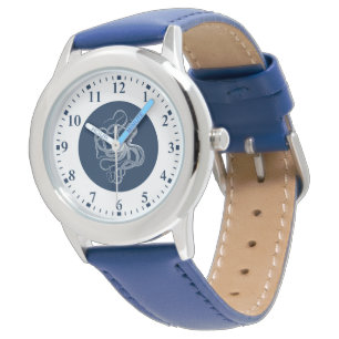 Montre poulpe blanche sur grande horloge bleu foncé